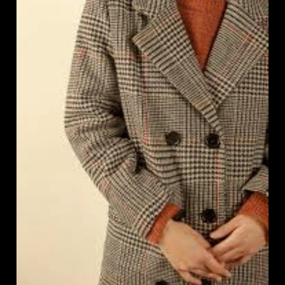 H&M plaid trench style coat size 4, Taylor swift inspo prwloved - Picture 2 of 7